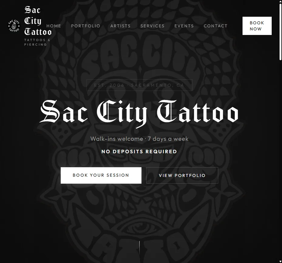 Sac City Tattoo website